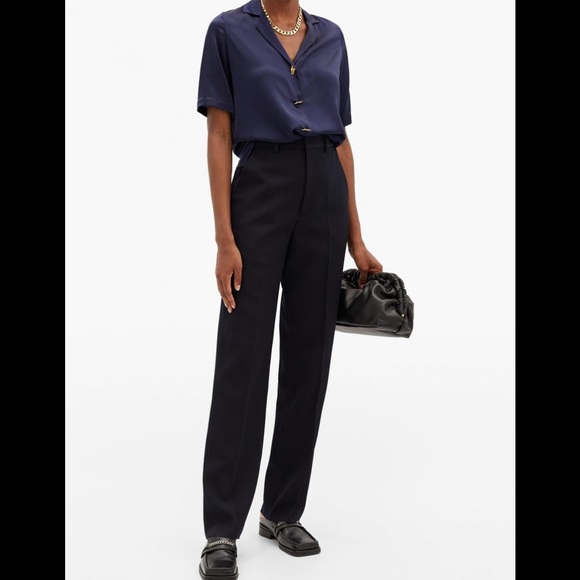 Button down short-sleeved silk shirt Navy – S.A.R.K - Picture 2 of 6